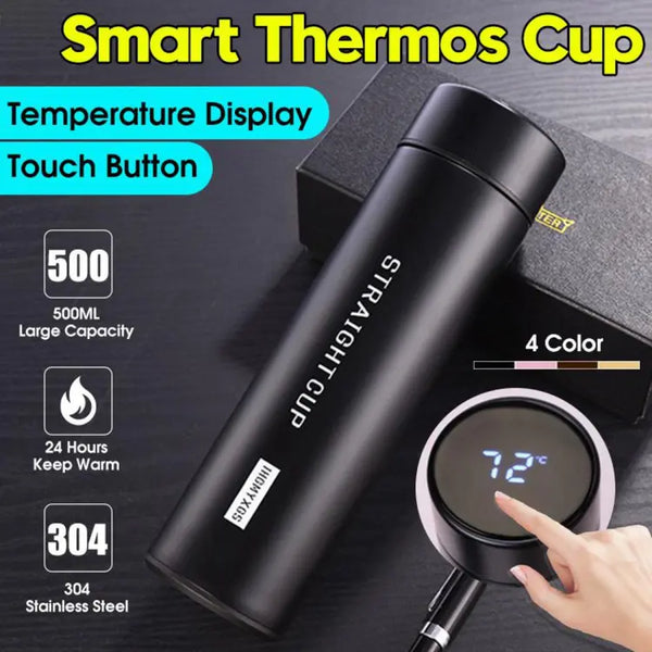 Smart Thermos Vacuum Flask With LED Temperature Display and Double Wall Insulated 500 ml Stainless Steel Keeps Hot/Cold Flask for Office/School/Gym/Car/Travel