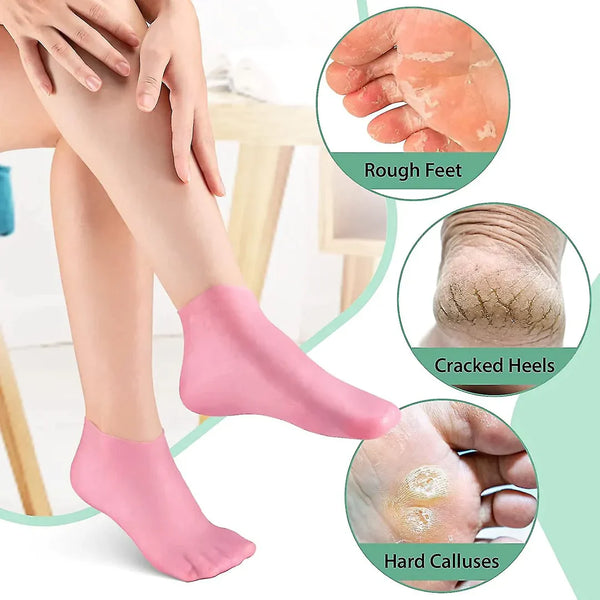 Anti Slip Silicone Moisturizing Socks for Repairing Dry Feet, Cracked Heels and Softening Rough Skin